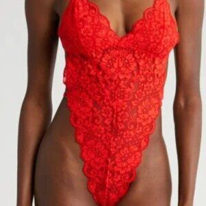 Chase HAHround Lace Teddy in Blood Orange Size Large